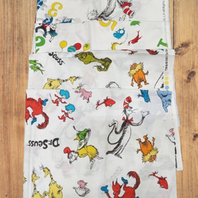 Dr Seuss 4 Piece 1/2 Yard Fabric Precut