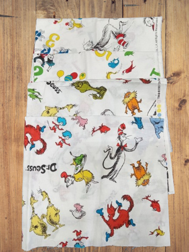 Dr Seuss 4 Piece 1/2 Yard Fabric Precut