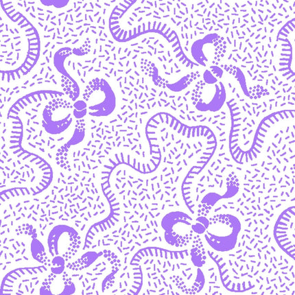 Ribbons and Bows Purple White Comfy Flannel Fabric