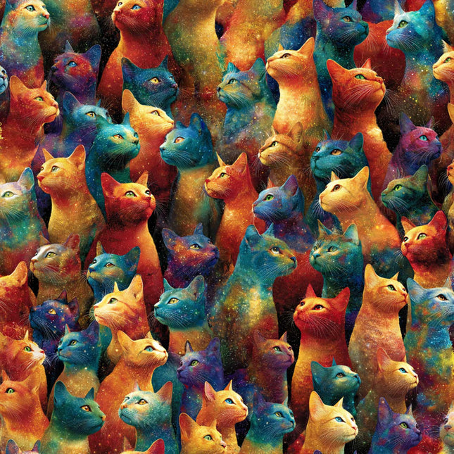 Galaxy Cats Cotton Fabric