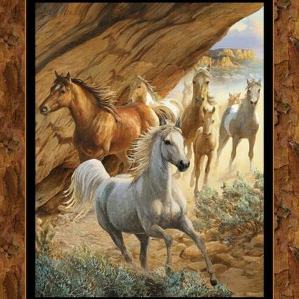 Independence Pass Horse 45" Cotton Wall Hanging Panel Fabric