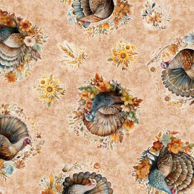 Double Sided Cotton Blanket - Autumn Spice Turkey Toss Peach Cotton