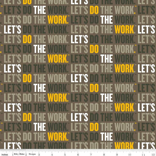 Caterpillar® 100 Years Slogan Khaki Cotton Fabric