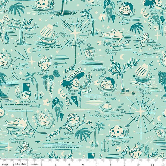 Forever Neverland Neverland Map Songbird Cotton Fabric
