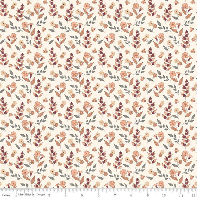 Evening on the Prairie Autumn Floral Cream Cotton Fabric