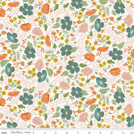 Winged Medley Boho Blooms Cloud Cotton Fabric
