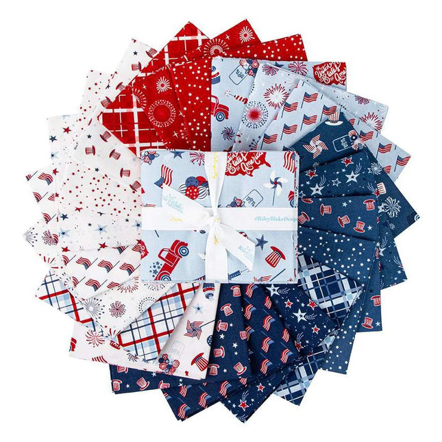 21 Fat Quarters -Assorted Stars and Stripes Forever Patriotic Fat Quarter Bundle