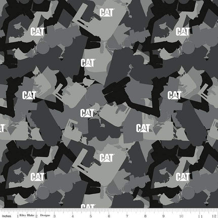 Caterpillar® 100 Years Camo Gray Cotton Fabric