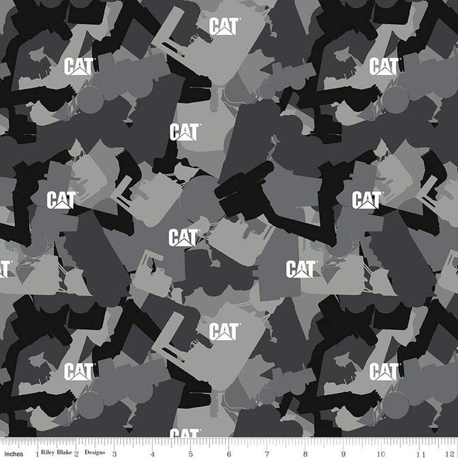 Caterpillar® 100 Years Camo Gray Cotton Fabric