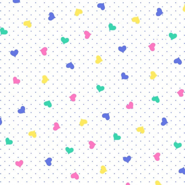 Hearts Multi Comfy Flannel Fabric