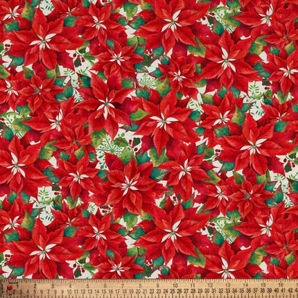 Poinsettias - 1 Yard Precut Cotton