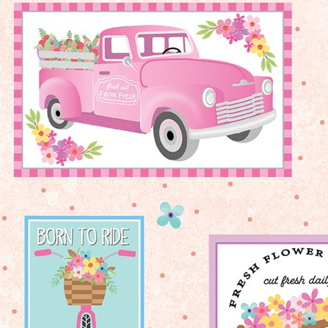 Enjoy the Ride Ride On Patchwork Multi Cotton Fabric