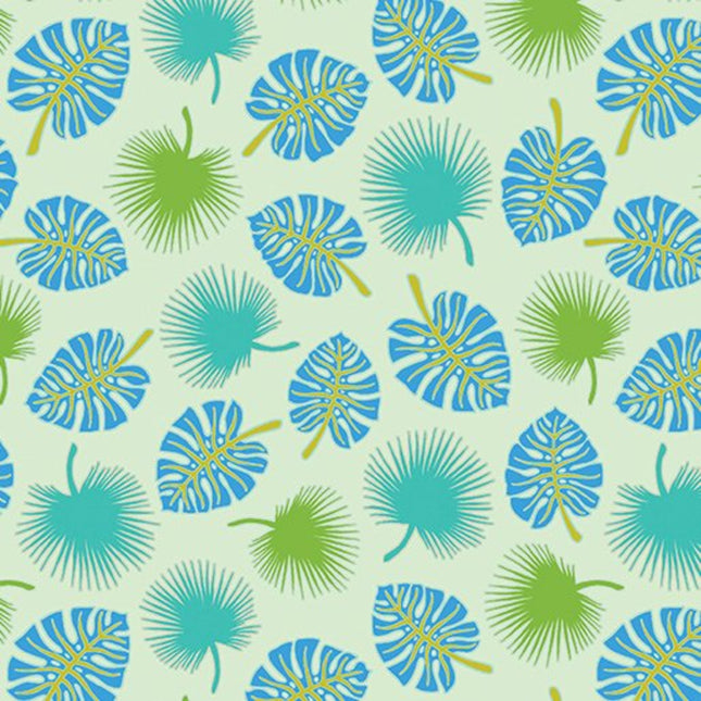 Rooville Palm Fronds Turquoise Cotton Fabric
