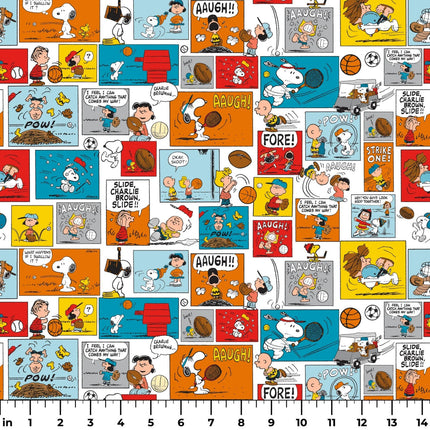 Peanuts Charlie Brown & Friends Sports Comic Cotton Fabric