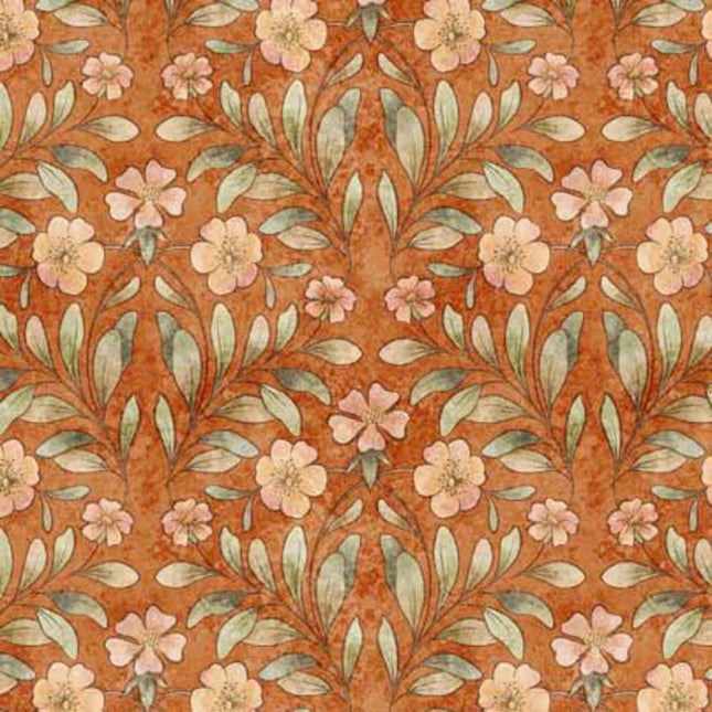 Cotton Tails Set Floral Rust Fabric