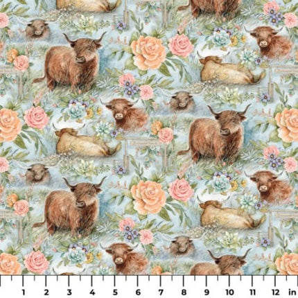 Highland Ranch Scattered Cow Cotton Fabric