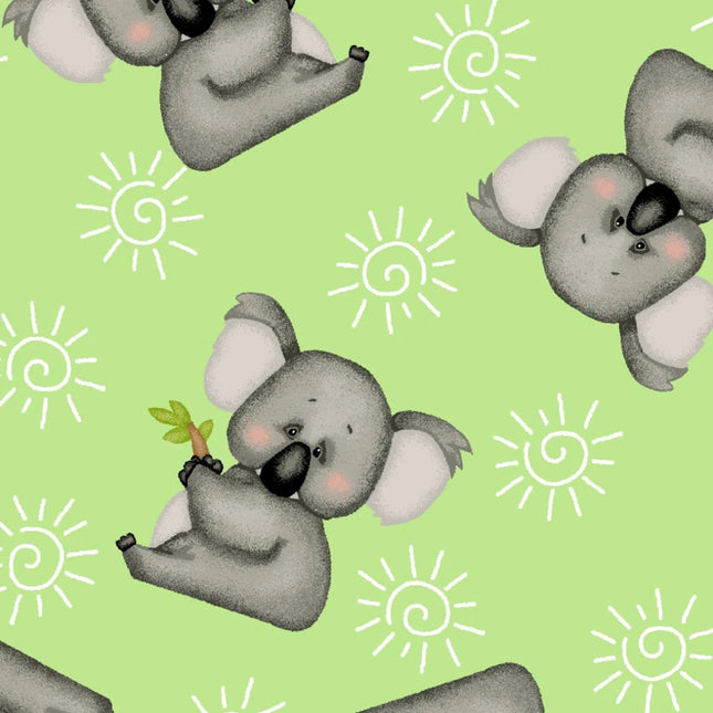 Koala Green Comfy Flannel Fabric