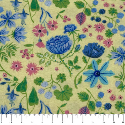 Yellow Flowers Flannel Fabric