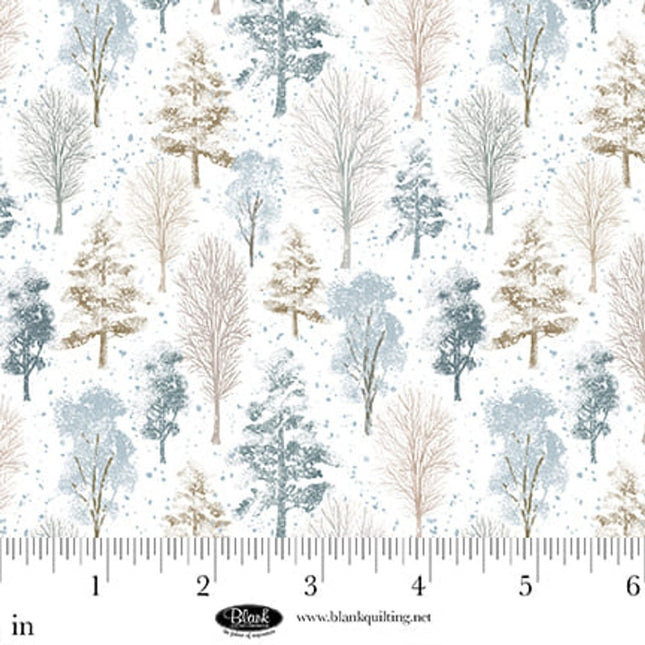 Winter Whispers Trees Cream Cotton Fabric