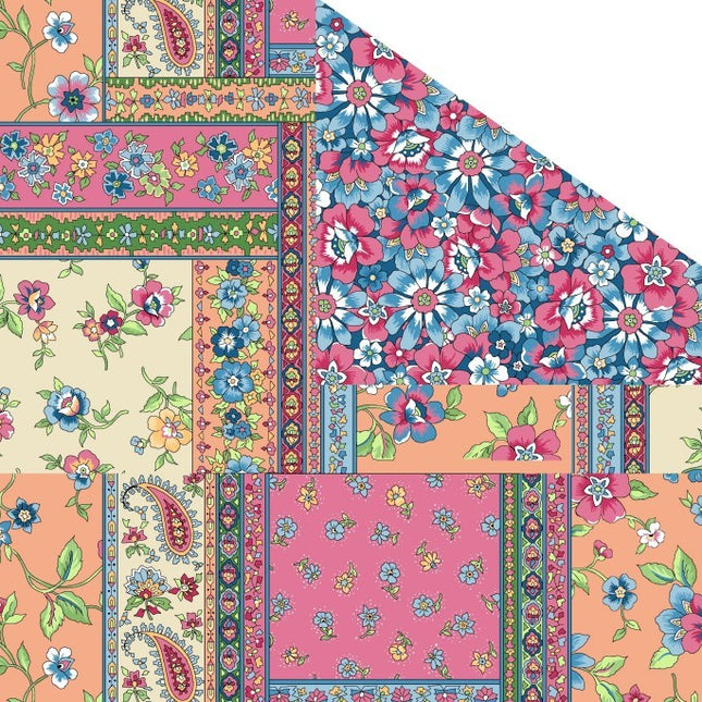 Double-Sided Quilt Fabric – Boho Floral Patchwork