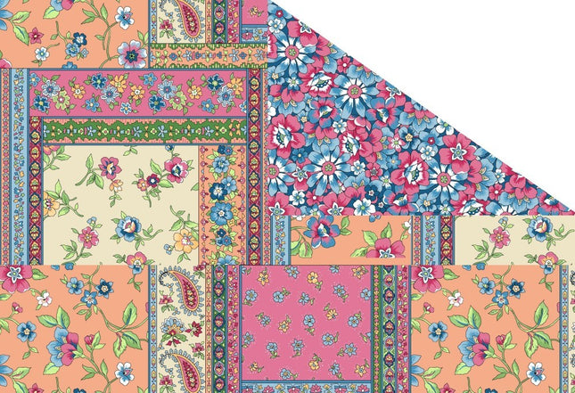 Double-Sided Quilt Fabric – Boho Floral Patchwork