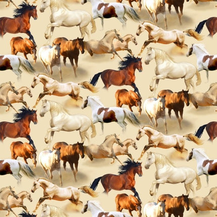Running Free Horse Cotton Fabric