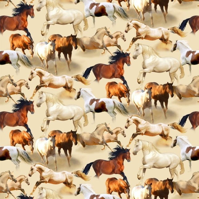 Running Free Horse Cotton Fabric
