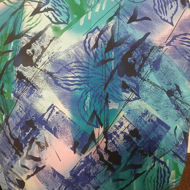 Abstract Tropical Leaves 60" Wide Cotton Fabric – Teal Blue Green