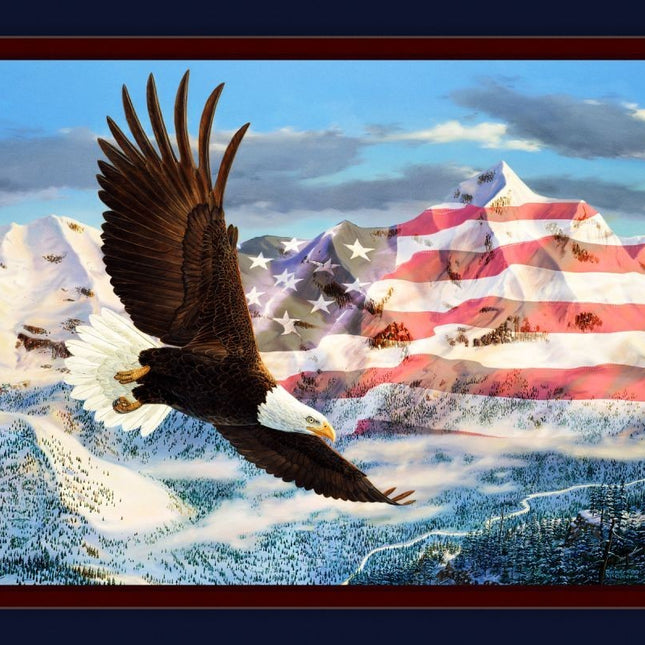 The Height of Freedom Flag Panel Cotton Fabric