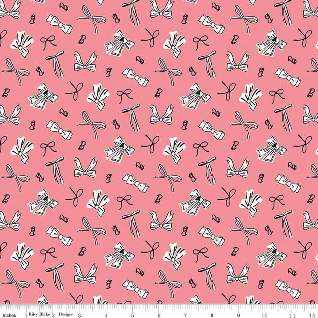 Barbie Vintage Bows Pink Cotton Fabric