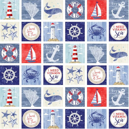 Handmade Valance or Curtain Panel Nautical Patch