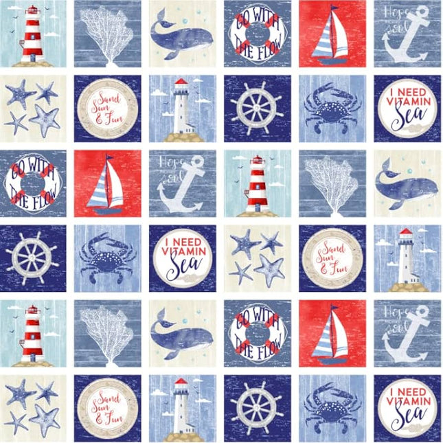 Handmade Valance or Curtain Panel Nautical Patch
