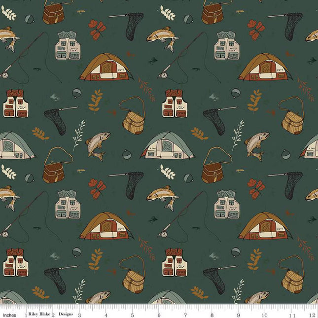 Pillowcase - Let's Wander Gone Fishing Forest Cotton
