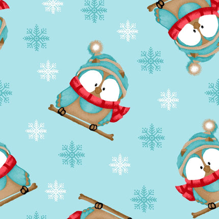 Sitting Penguins Comfy Flannel Fabric