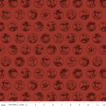 John Wayne American West Circles Red Cotton Fabric