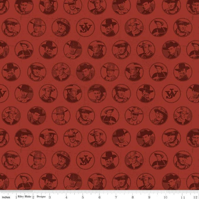 John Wayne American West Circles Red Cotton Fabric