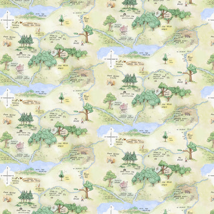 Classic Winnie Map Cotton Fabric