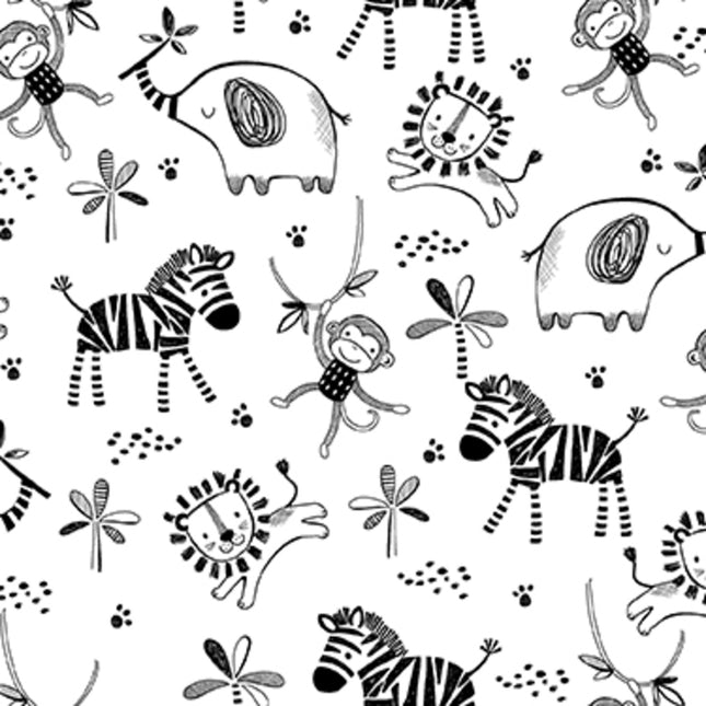 Curtain Valance - Safari Black White Flannel