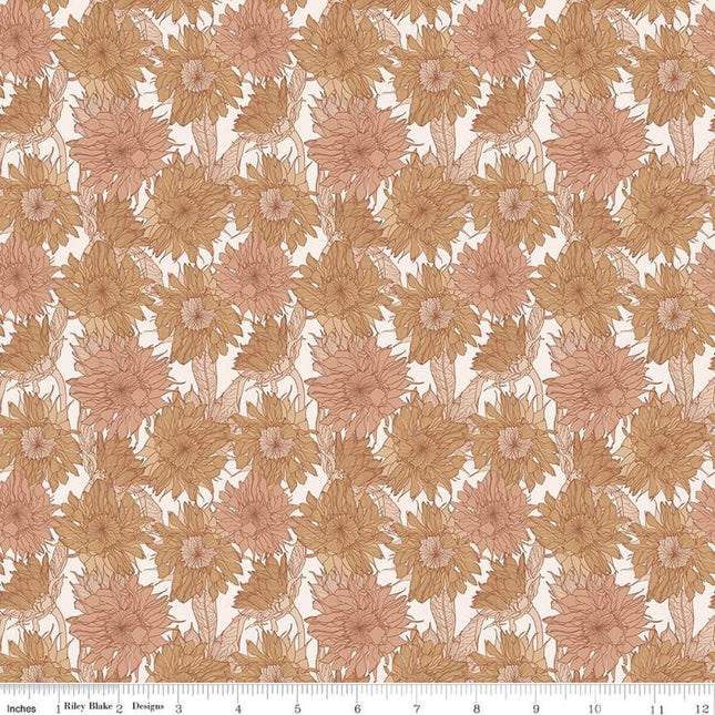 Evening on the Prairie Sunflower Sienna Cotton Fabric