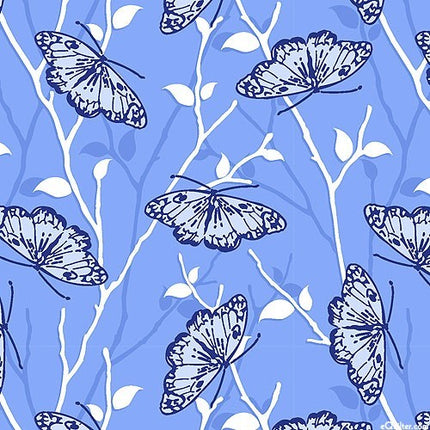 Butterfly Blues Open Butterflies Blue Cotton Fabric