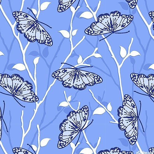 Butterfly Blues Open Butterflies Blue Cotton Fabric