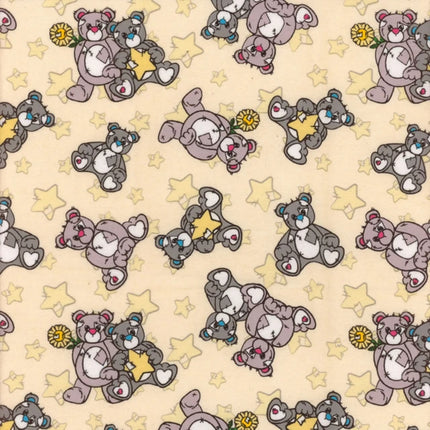 Teddy Star - Yellow Flannel Fabric