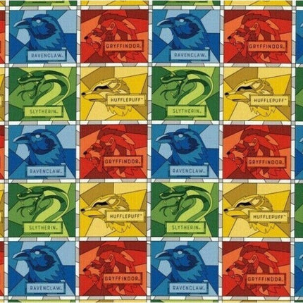 Harry Potter Wizarding World Stained Glass Blocks Cotton Fabric