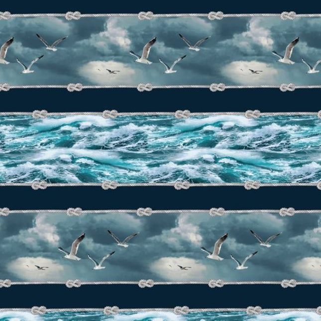 Coastal Guardians Border Stripe Cotton Fabric