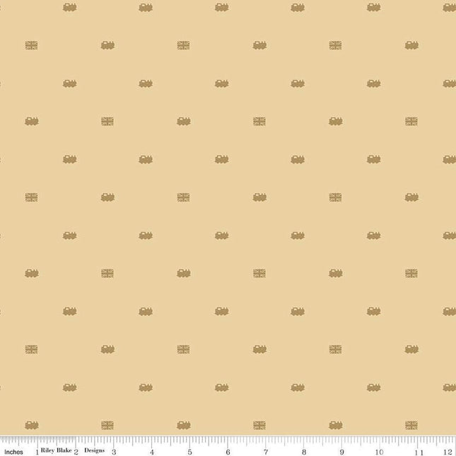 Thomas & Friends™ 80th Anniversary Train Dots Flax Cotton Fabric
