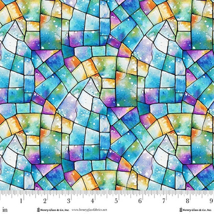 Faith in Full Color Stained Glass Cotton Fabric