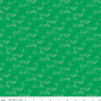 New Box of Crayons Kaleidoscope Green Cotton Fabric