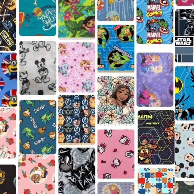 Assorted Character Fleece Flat Fold Assortment 10 Yard Bundle Fabric