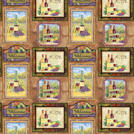 Aged Vineyard-Posters Cotton Fabric