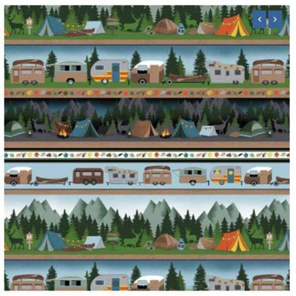 Moose Creek Lodge Camping Stripe Cotton Fabric